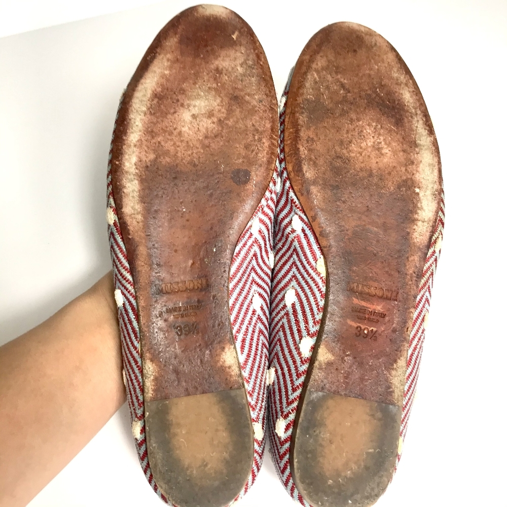Missoni 39 1/2 Blue Red White Flats - Picture 7 of 7